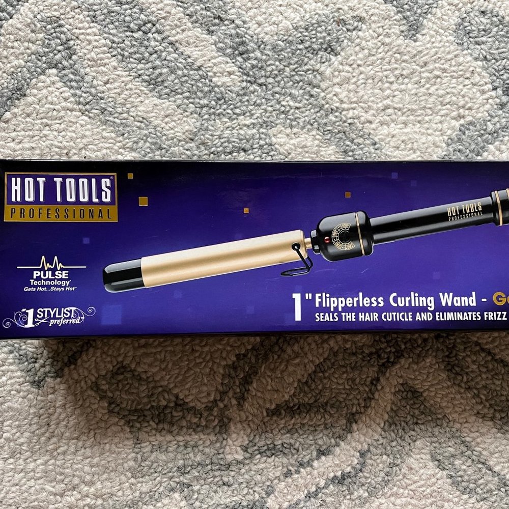 Hot Tools Pro Signature Flipperless Gold Curling Wand, 1 Inch